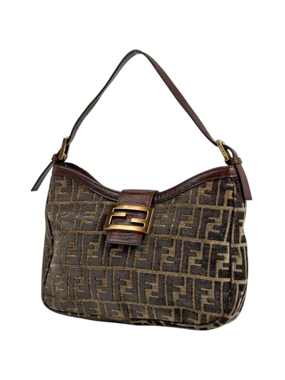 Fendi Shoulder Bag Zucca Fabric Brown